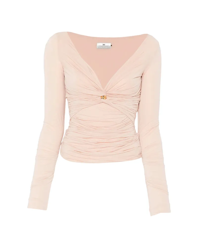 Elisabetta Franchi V-neck Long-sleeve T-shirt Pink
