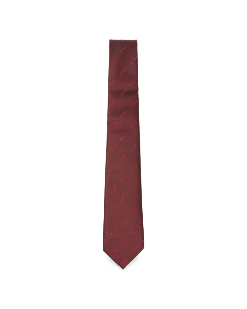 Gucci Logo-jacquard Silk Tie Red