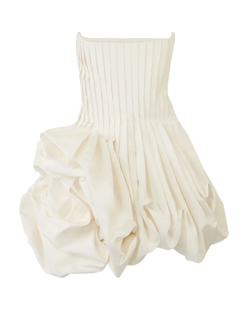 Carolina Herrera New York Pleated Mini Dress Neutrals