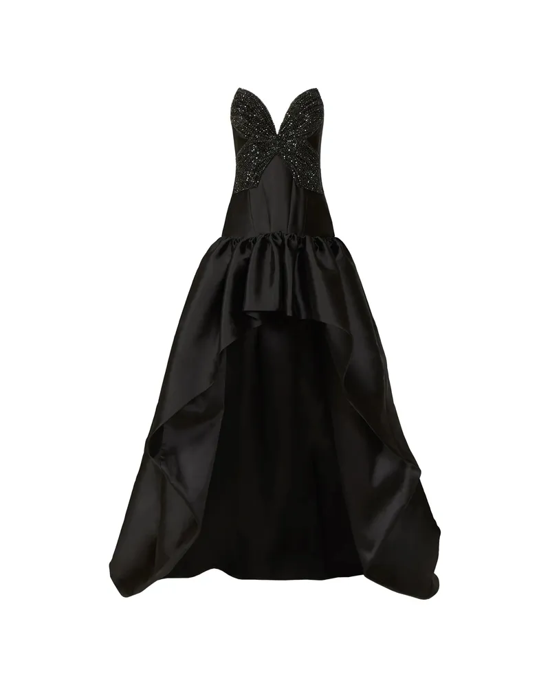 COSTARELLOS Thara Crystal-appliqué High-low Asymmetric Dress Black