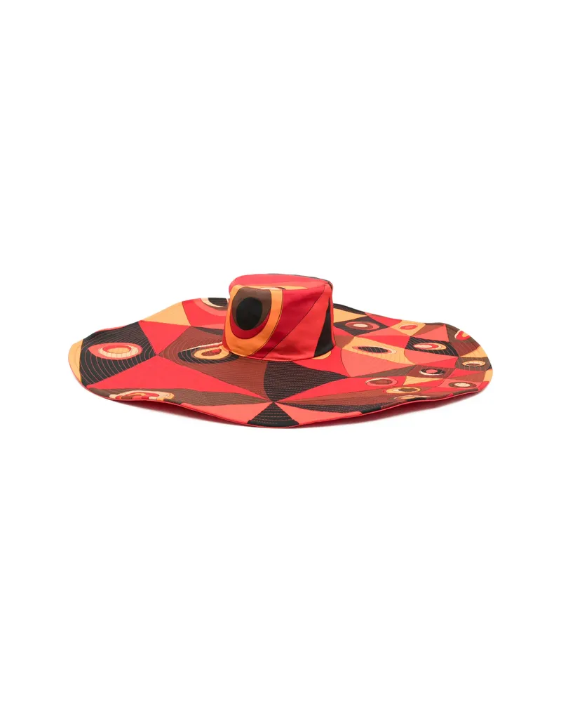 Emilio Pucci Occhi Print Wide-brim Sun Hat Orange
