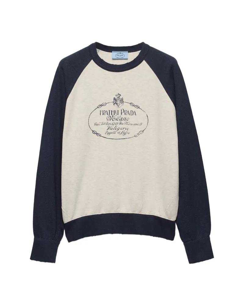 Prada Logo-print Raglan-sleeve Sweatshirt Neutrals
