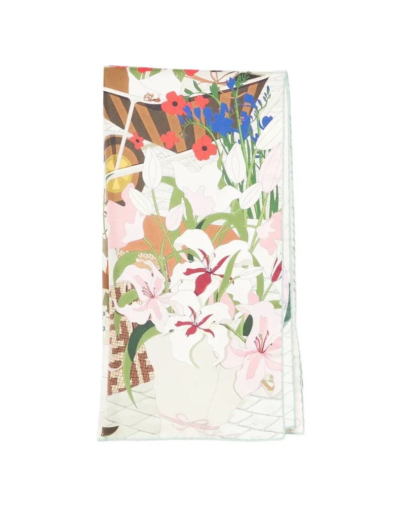 Fendi Floral-print Scarf Neutrals