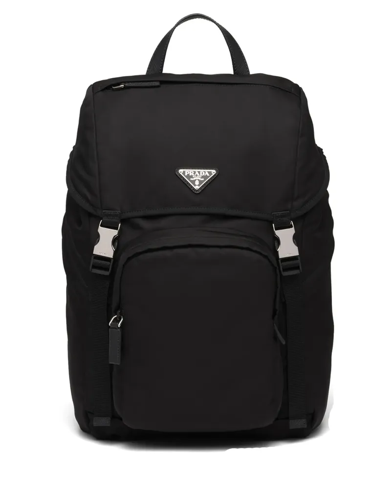 Prada Re-Nylon And Saffiano Leather Backpack Black