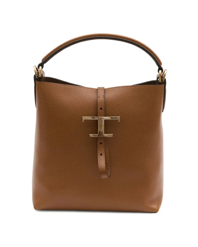 TOD'S T Timeless Leather Tote Bag Brown