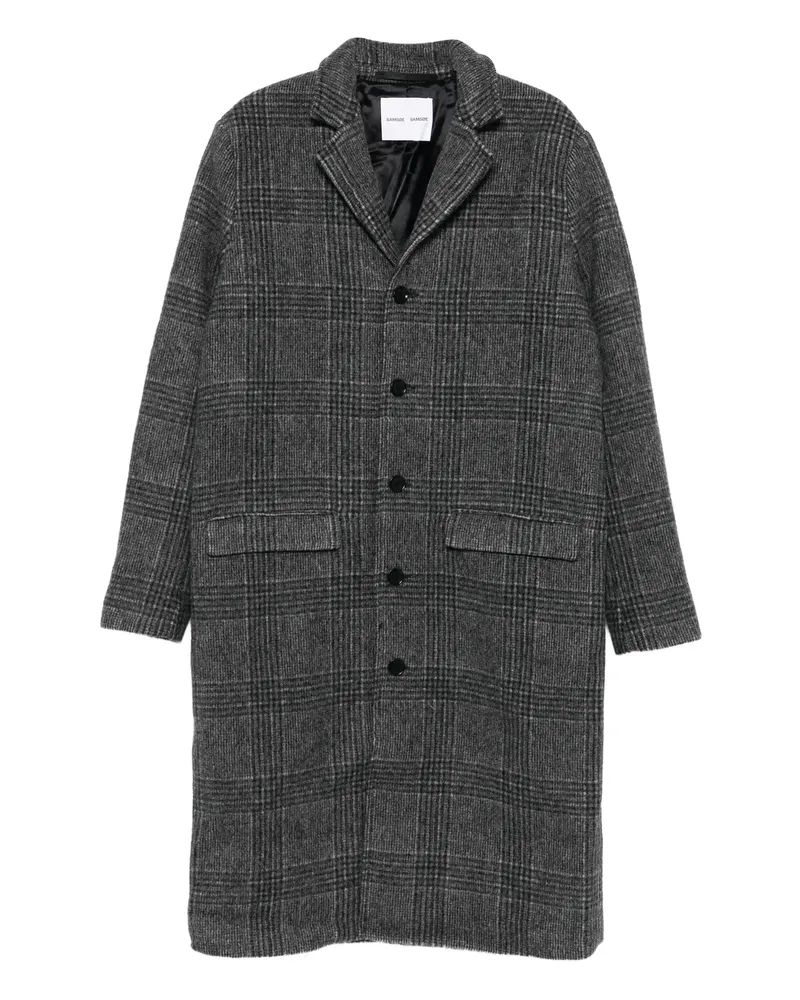 Samsøe & Samsøe Checked-pattern Single-breasted Coat Grey