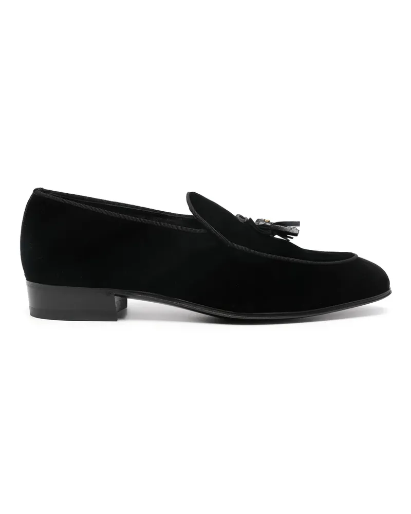 Gucci Double G-tassels Velvet Loafers Black