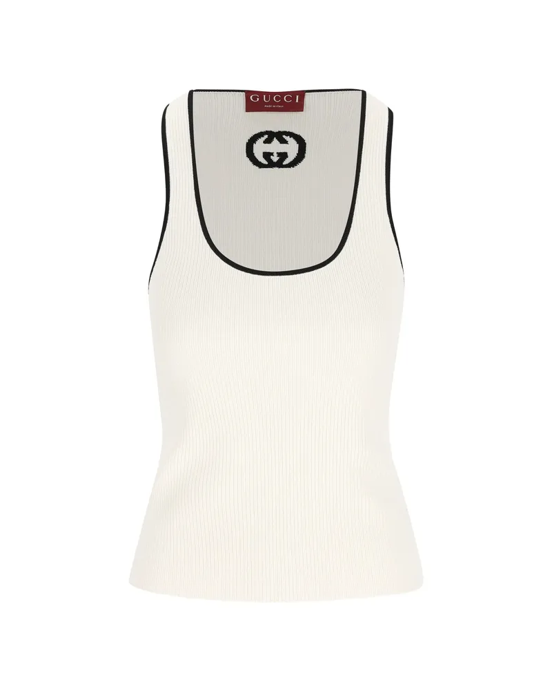 Gucci Ribbed Tank Top Neutrals