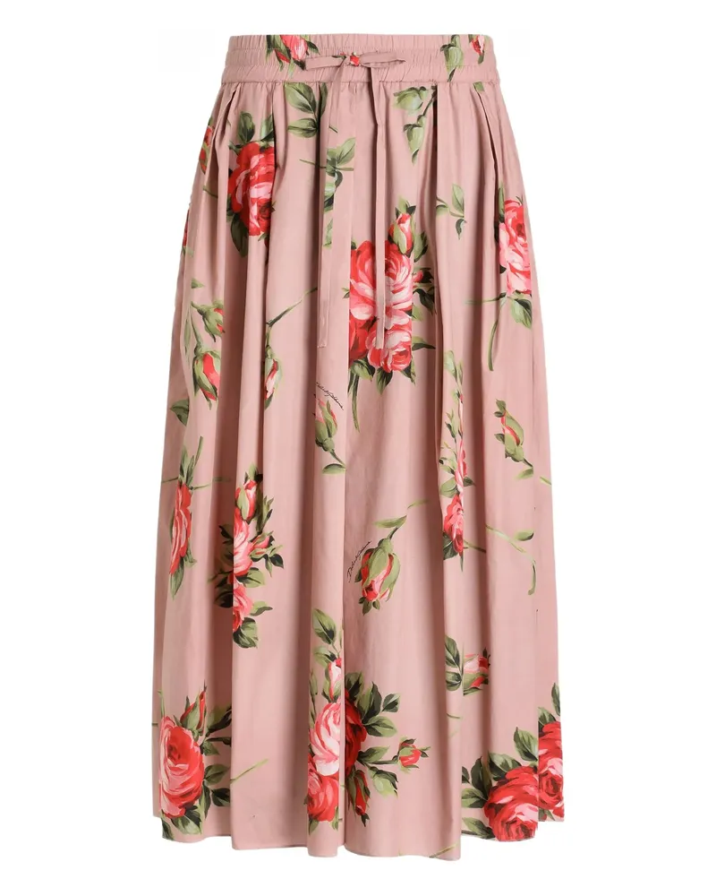 Dolce & Gabbana Floral Print Drawstring Skirt Pink