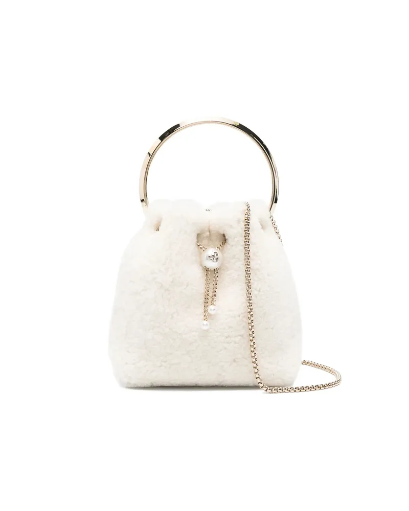 Jimmy Choo Bon Bon Pearl-embellished Ring-handle Mini Bag White