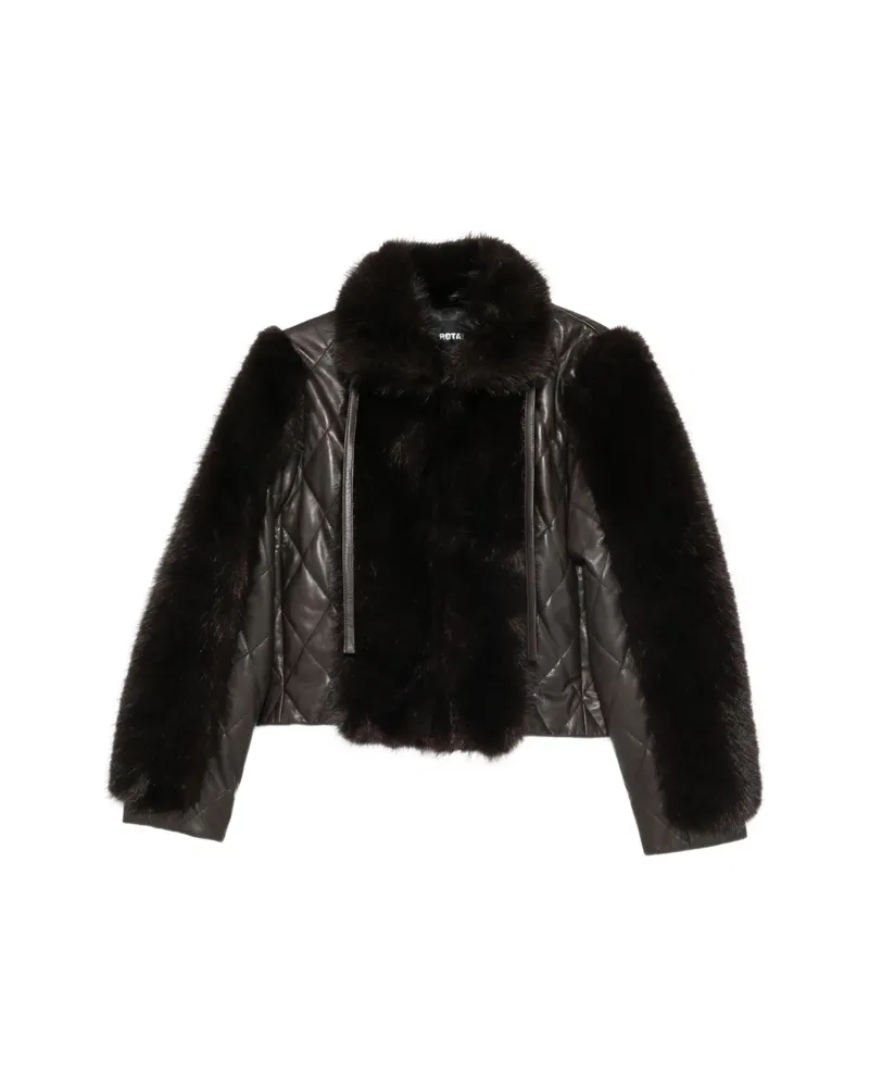 ROTATE Birger Christensen Faux Fur-trimmed Quilted Leather Jacket Brown