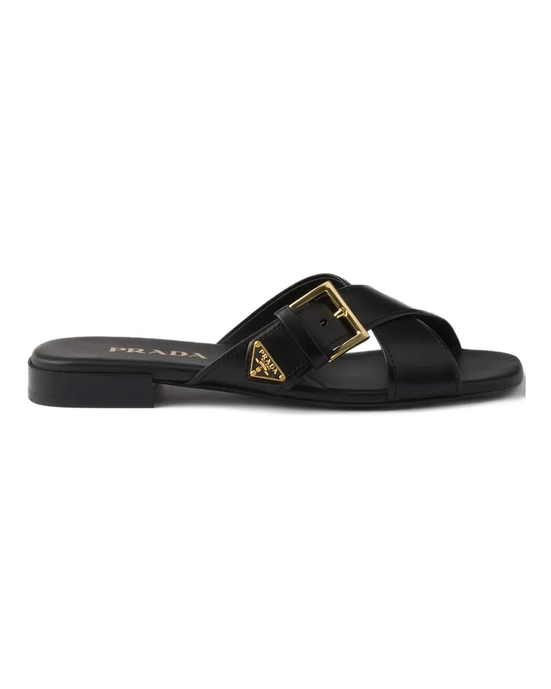 Prada Criss-cross Buckle Sandals Black