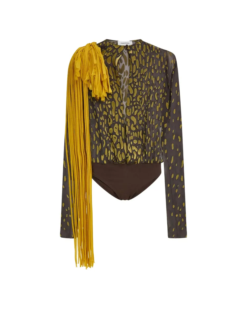 Ferragamo Body With Flower Sash Detail Brown