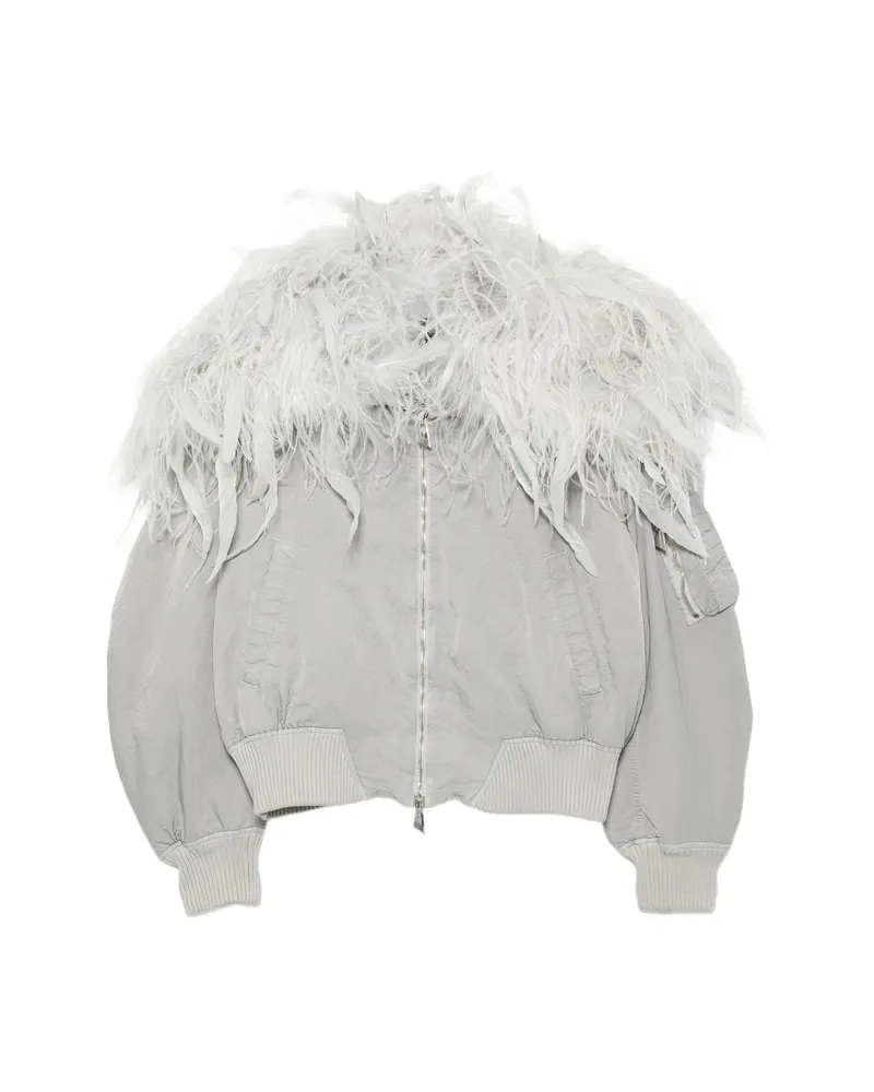 ATTICO Feather-trim Bomber Jacket Grey