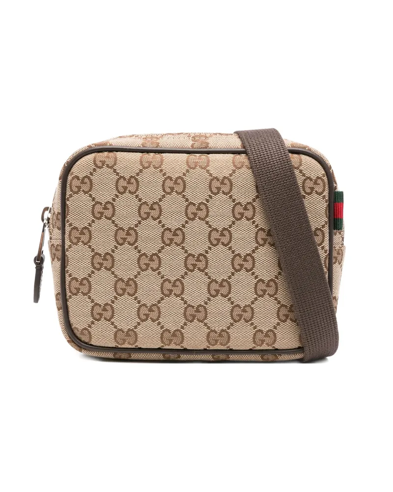 Gucci GG Monogram Crossbody Clutch Bag Brown
