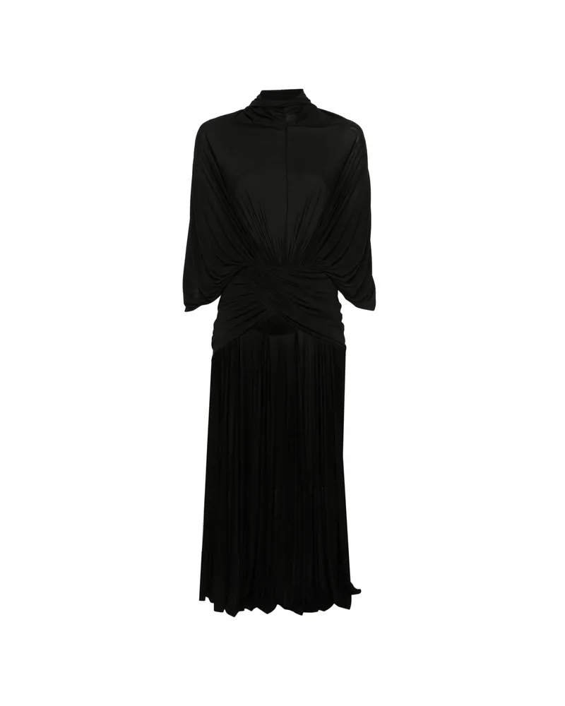 Jean Paul Gaultier Draped Logo-patch Maxi Dress Black