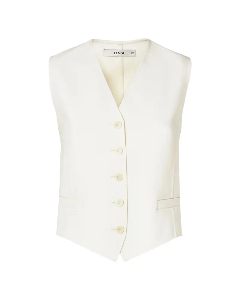 Fendi Ivory Wool Gilet White