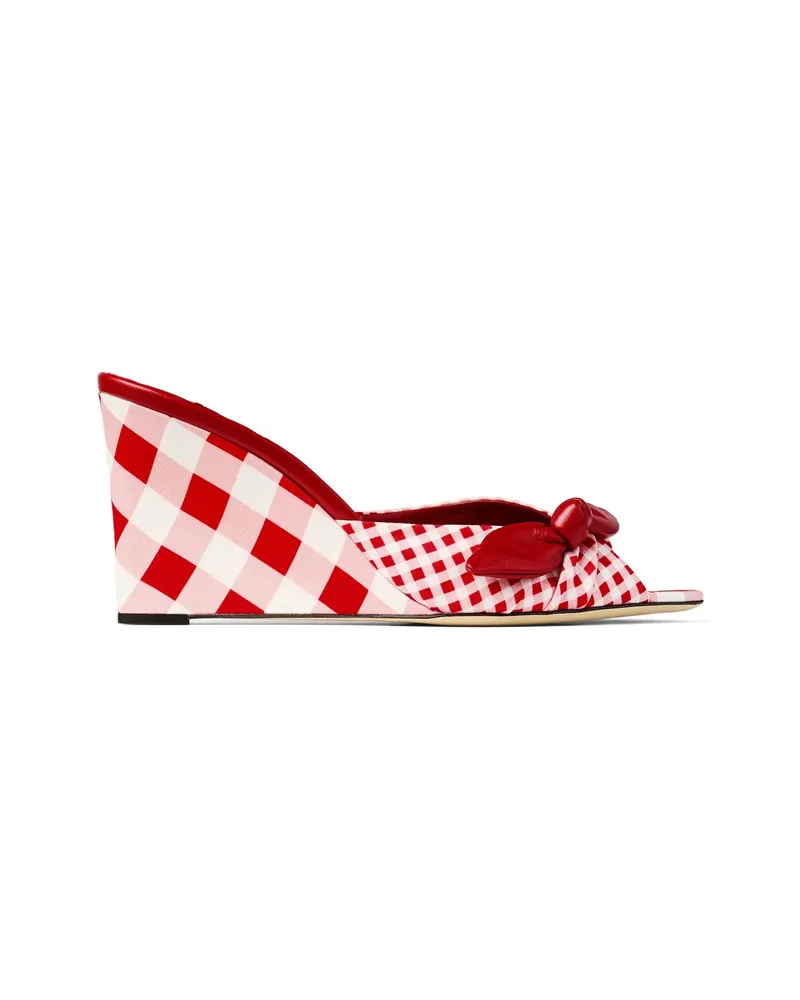 Jimmy Choo Bow Gingham Sandals Red