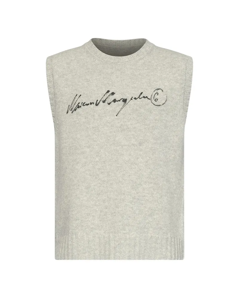 Maison Margiela Logo-print Knitted Sweater Grey