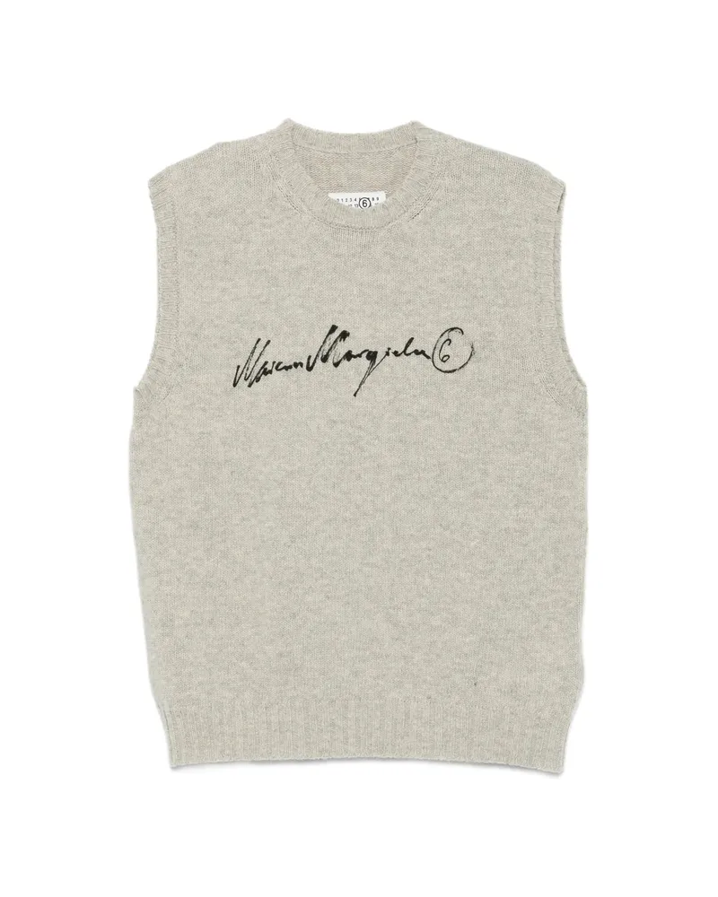 Maison Margiela Logo-print Knitted Sweater Grey