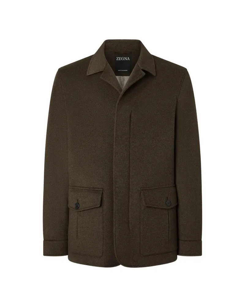 Ermenegildo Zegna Dark Olive Green Oasi Cashmere Elements Falcon Jacket Green