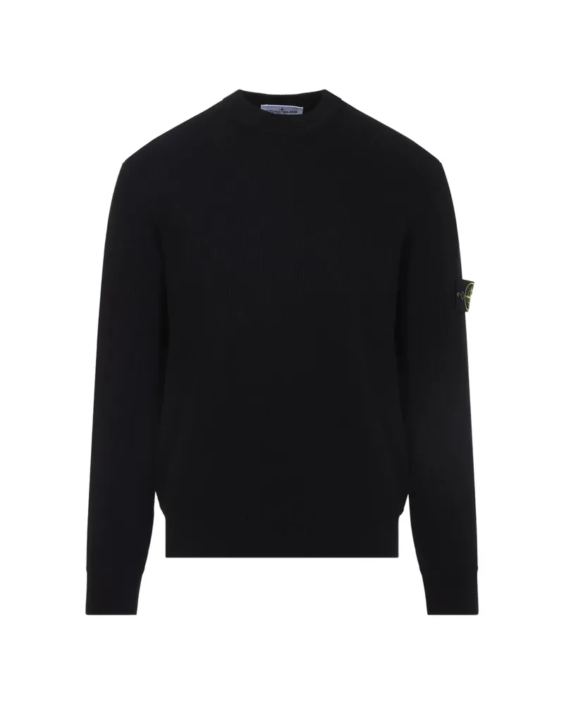 Stone Island Logo-patch Ribbed-knit Sweater Black