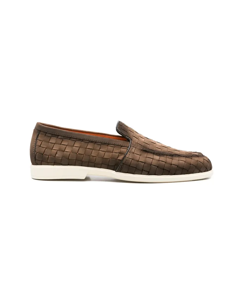 Santoni Woven Loafers Brown