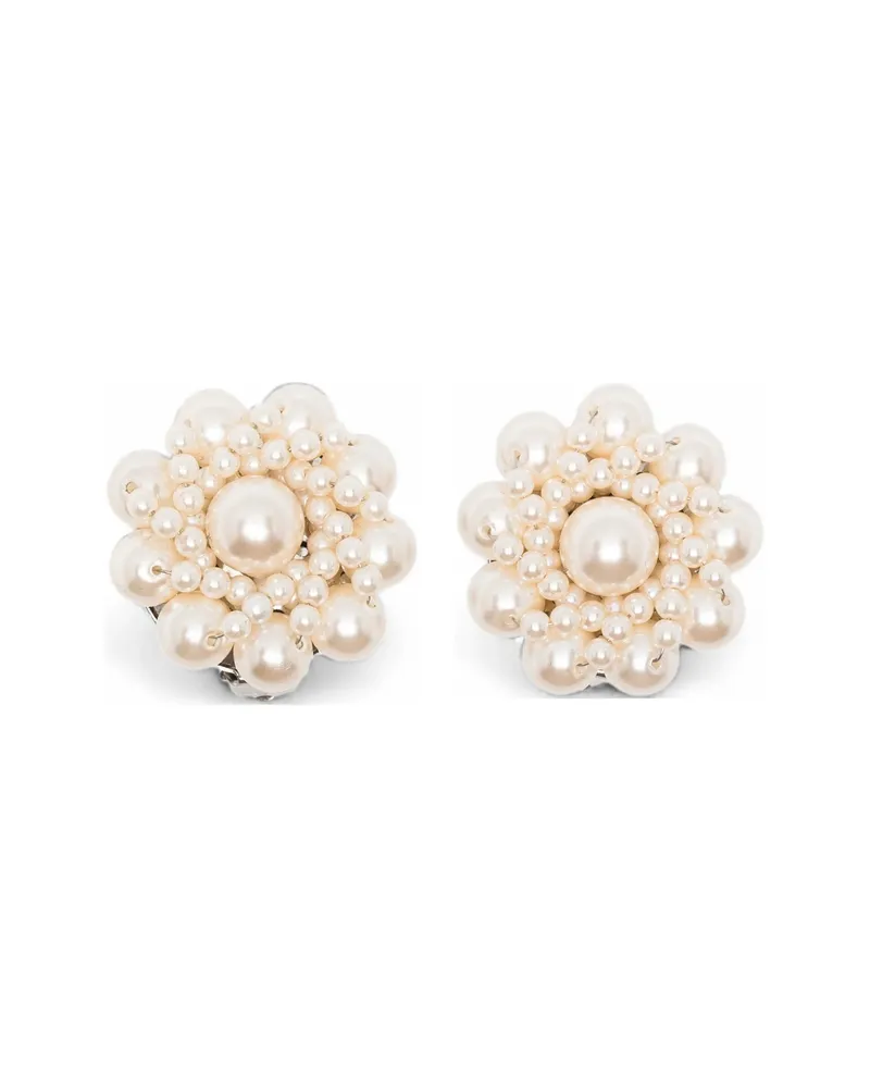 Alessandra Rich Floral Earrings Neutrals
