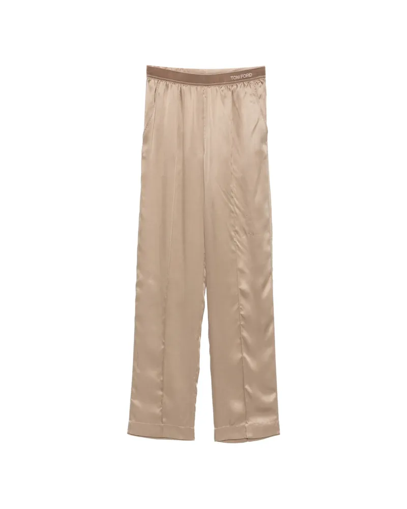 Tom Ford Peach-Feel Silk Satin PJ Trousers Neutrals