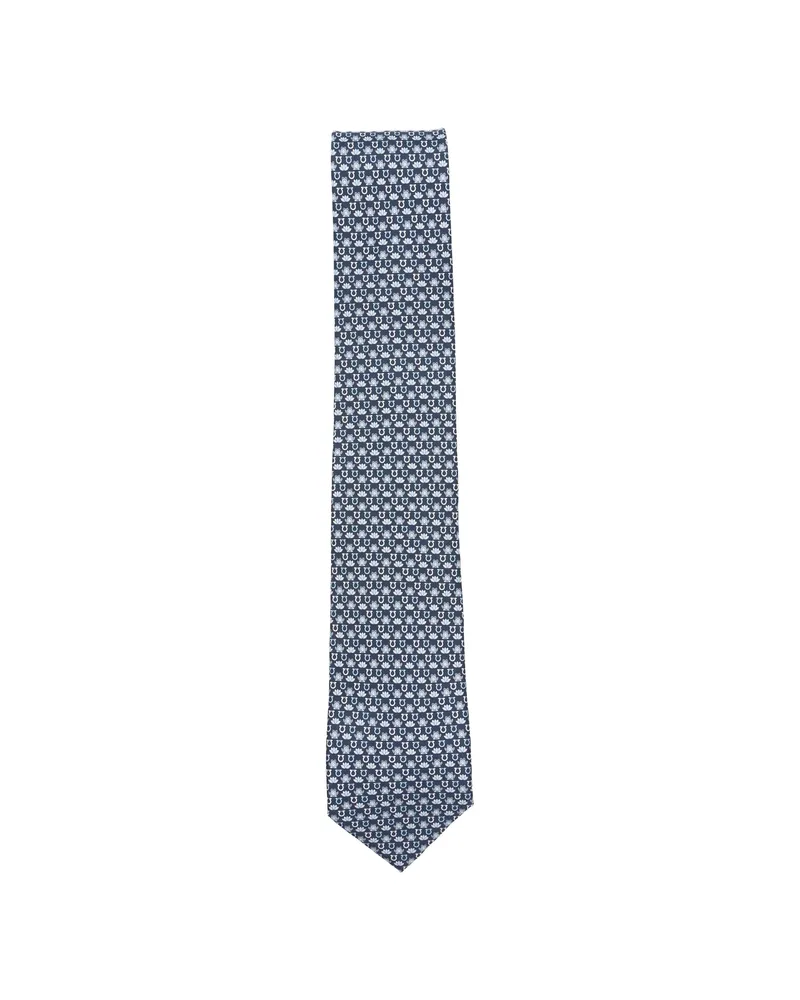 Ferragamo Gancini Floral-print Tie Blue