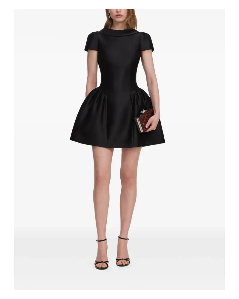 Self-Portrait Dropped-waistline A-line Mini Dress Black