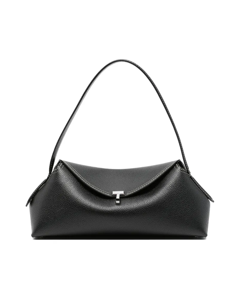 Totême T-lock Grained-leather Shoulder Bag Black