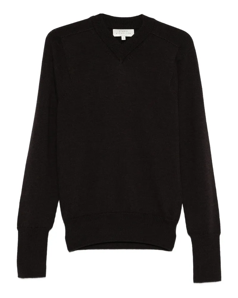 Studio Nicholson V-neck Merino-wool Sweater Brown