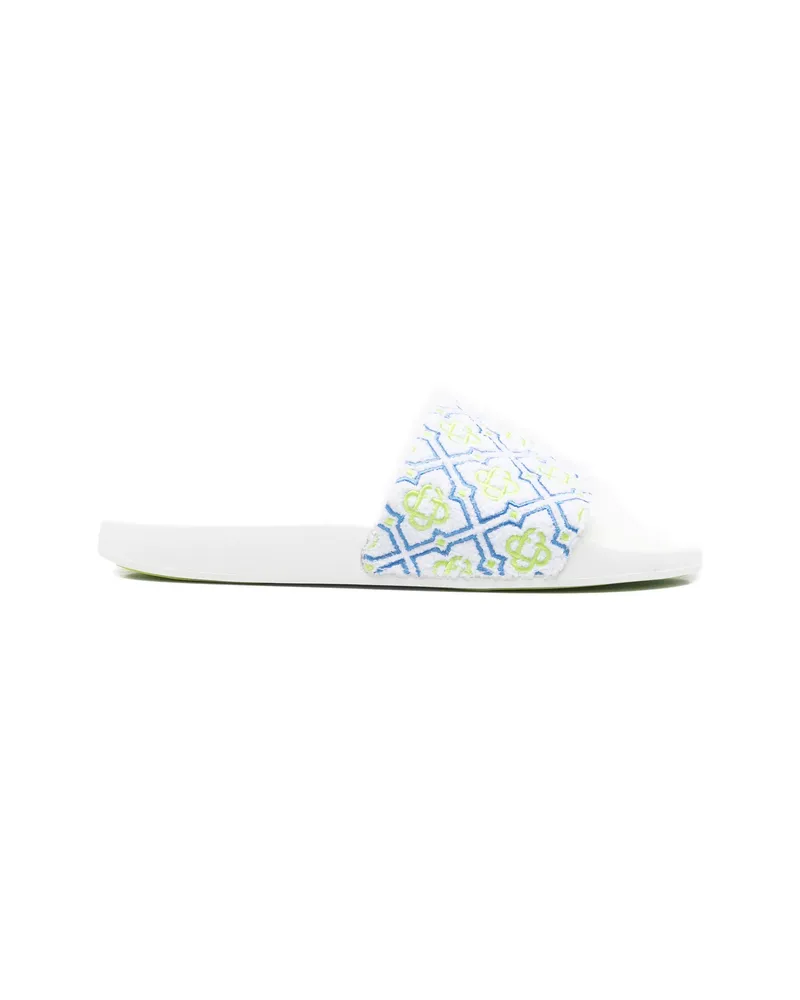 Casablanca Paris Monogram-detail Open-toe Slides White