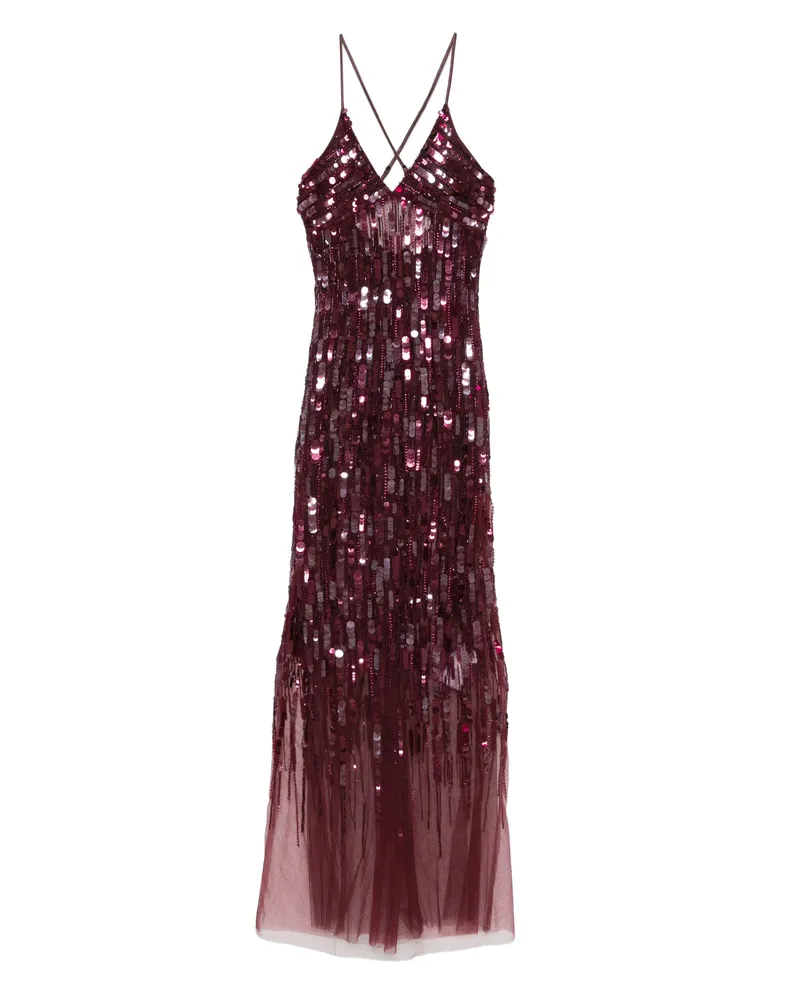 Elisabetta Franchi Sequin-embellished Maxi Dress Red