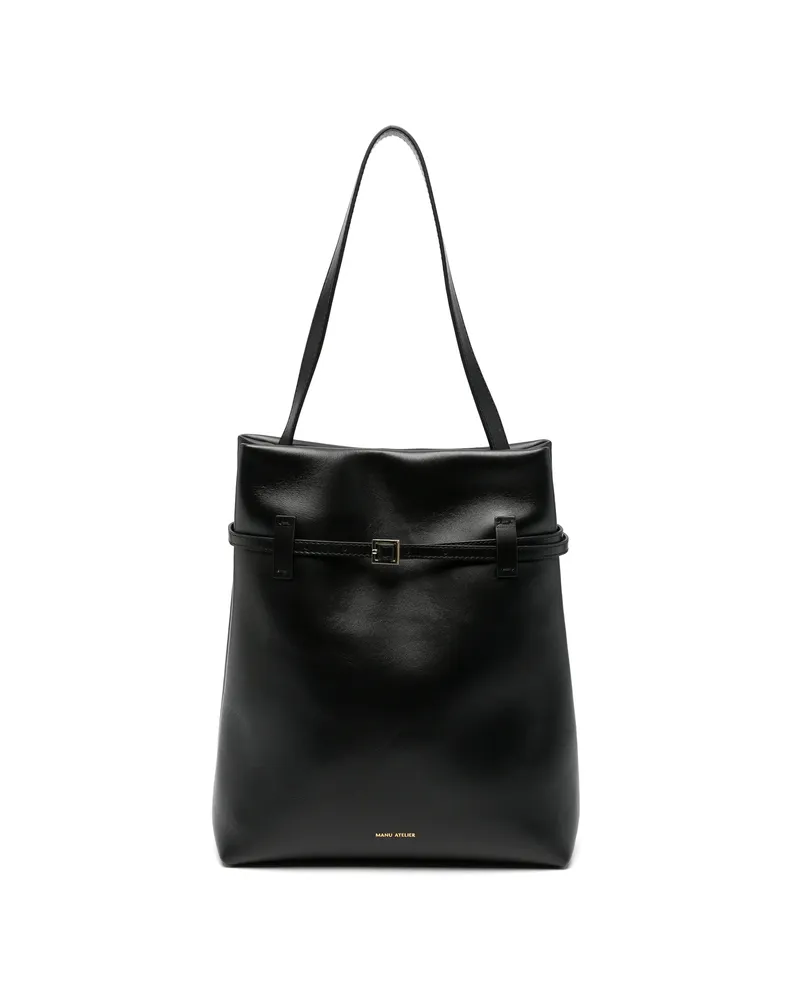 Manu Atelier Buckle-detail Leather Tote Bag Black