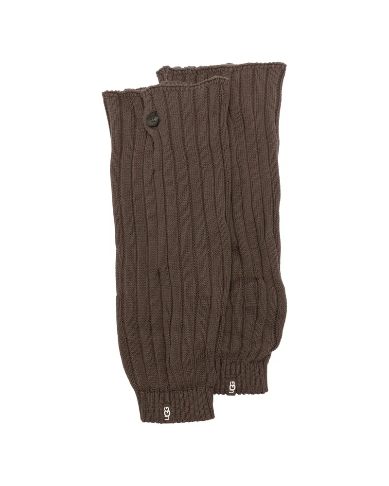 UGG Ribbed-knit Button-detail Legwarmers Brown