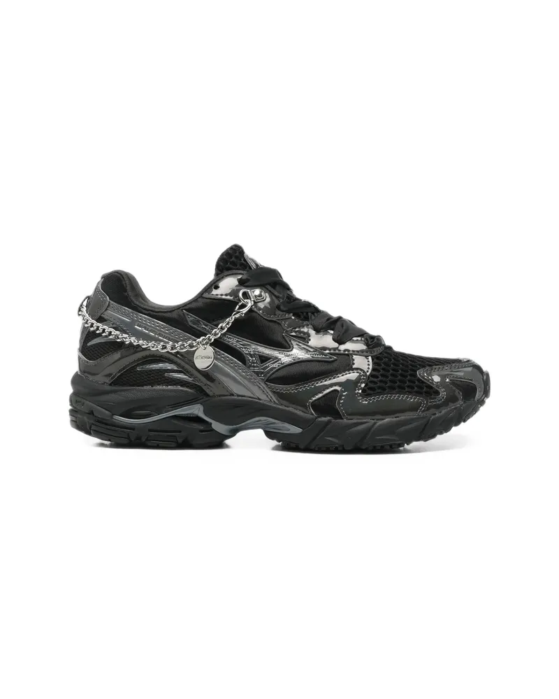 Mizuno Wave Rider 10 Chain-embellished Mesh-panel Sneakers Black