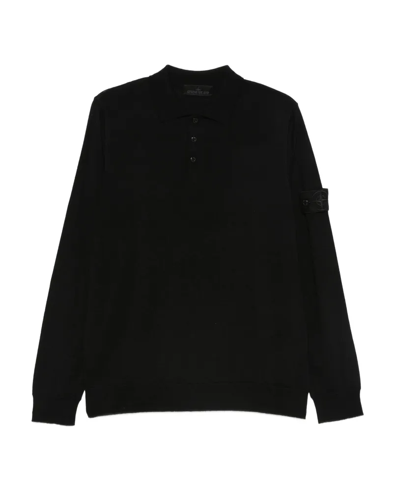 Stone Island Long-sleeve Patch Polo Shirt Black