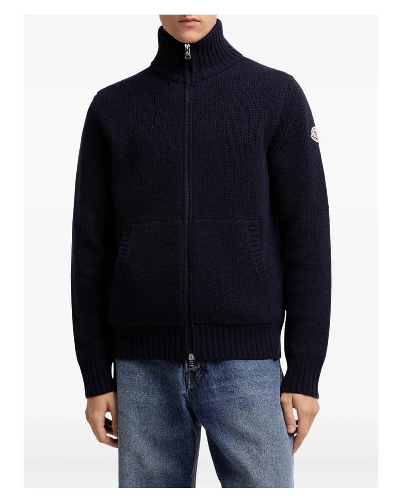 Moncler Logo-patch Zip-fastening Cardigan Blue