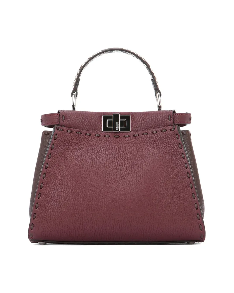 Fendi Peekaboo Top-handle Leather Tote Bag Red