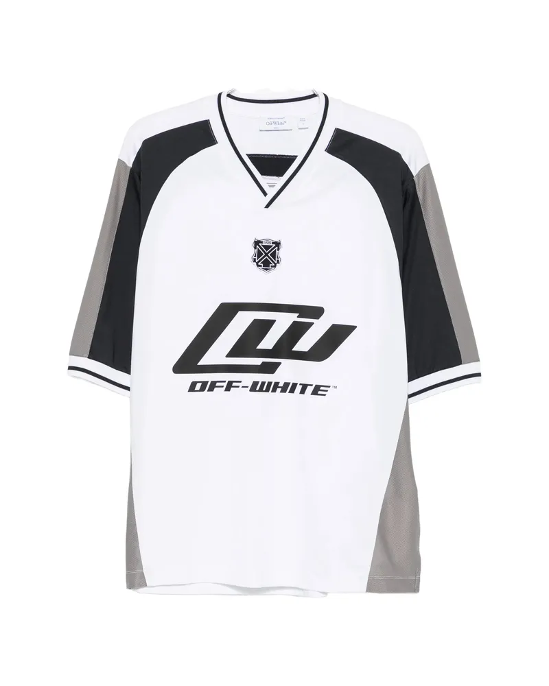 OFF-WHITE Logo-print V-neck T-shirt White