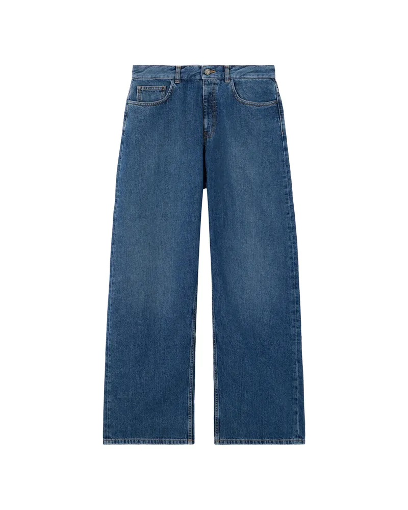 Palm Angels Curved Logo Denim Jeans Blue