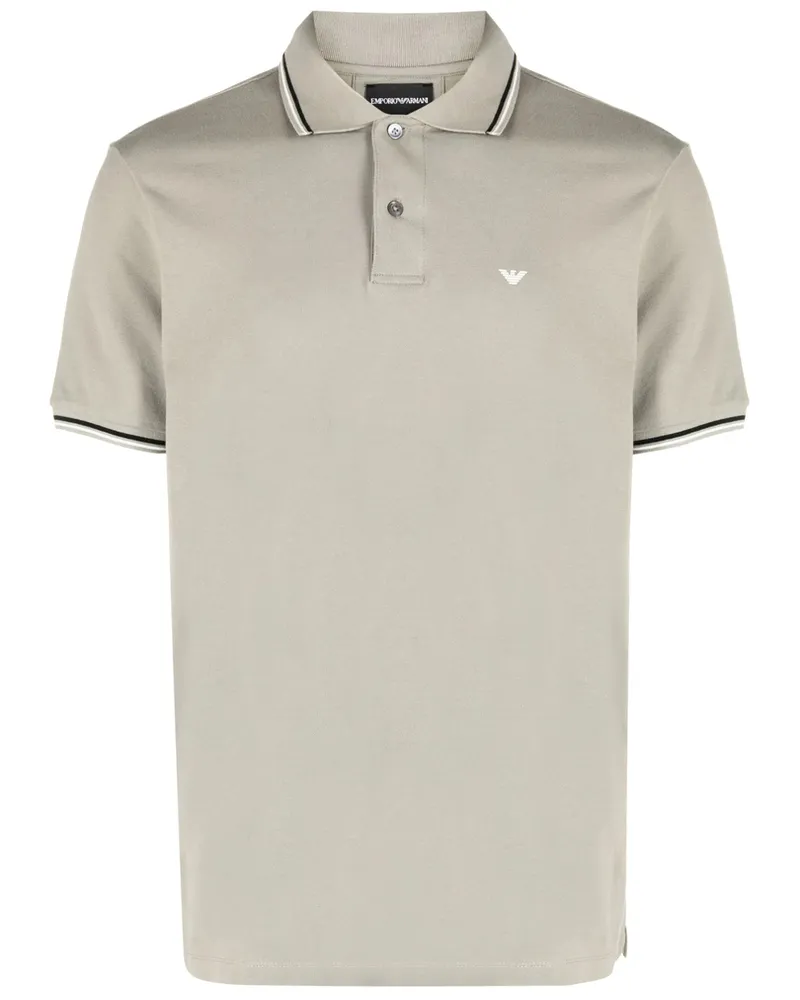 Emporio Armani Logo-embroidered Polo Shirt Grey