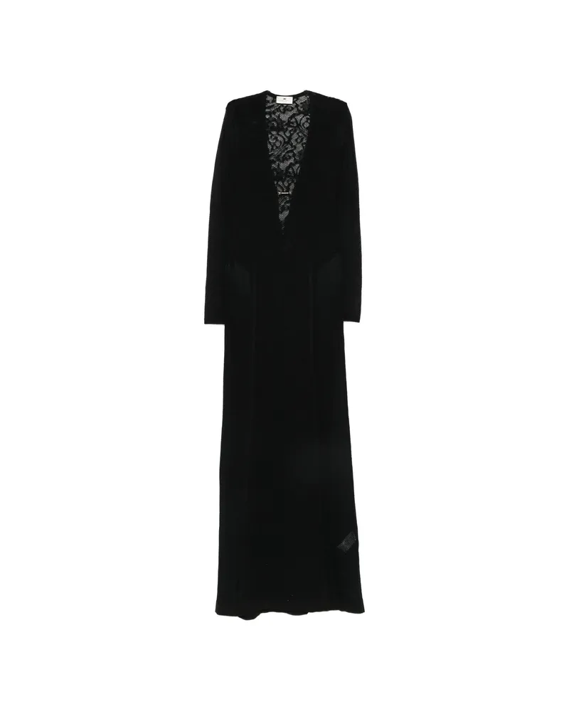 Elisabetta Franchi Lace-panelled Long-sleeve Maxi Dress Black