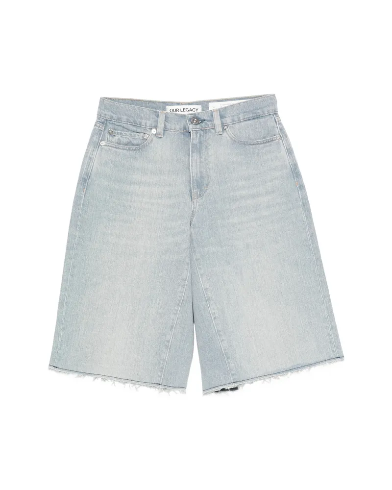 Our Legacy Frayed-hem Shorts Blue