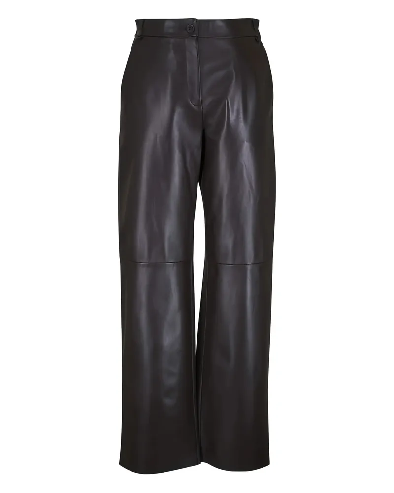 Antonelli Firenze Perlage Leather Straight-leg Trousers Brown