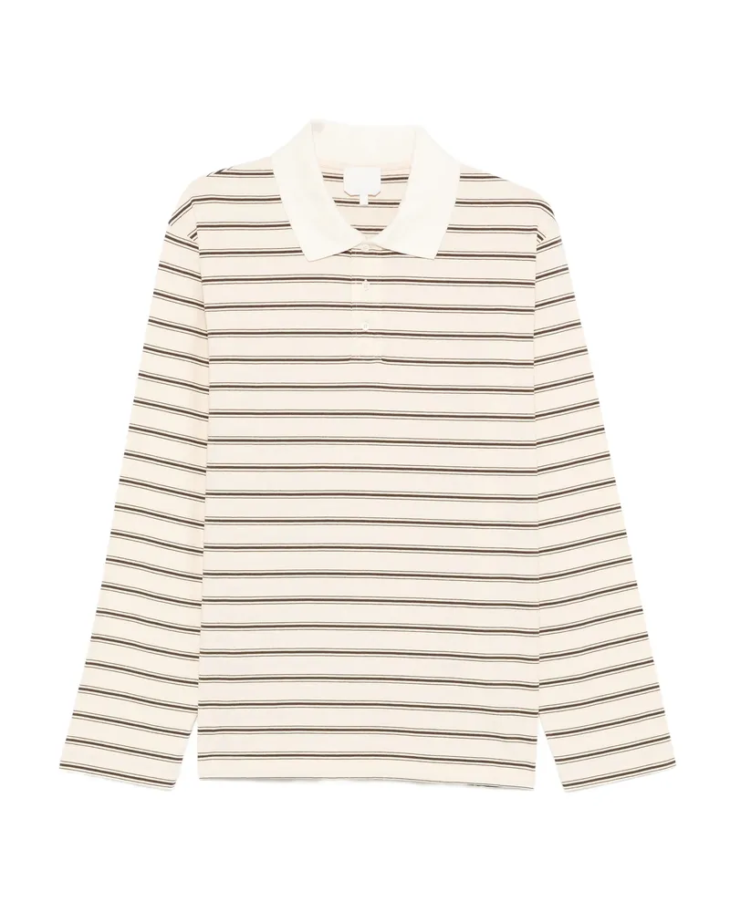 A.P.C. A. p.c. Striped Long-sleeve Polo Shirt Neutrals