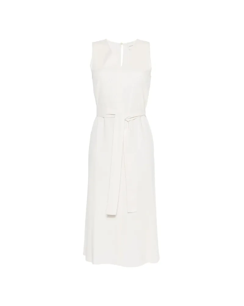 Calvin Klein Belted V-neck Midi Dress White