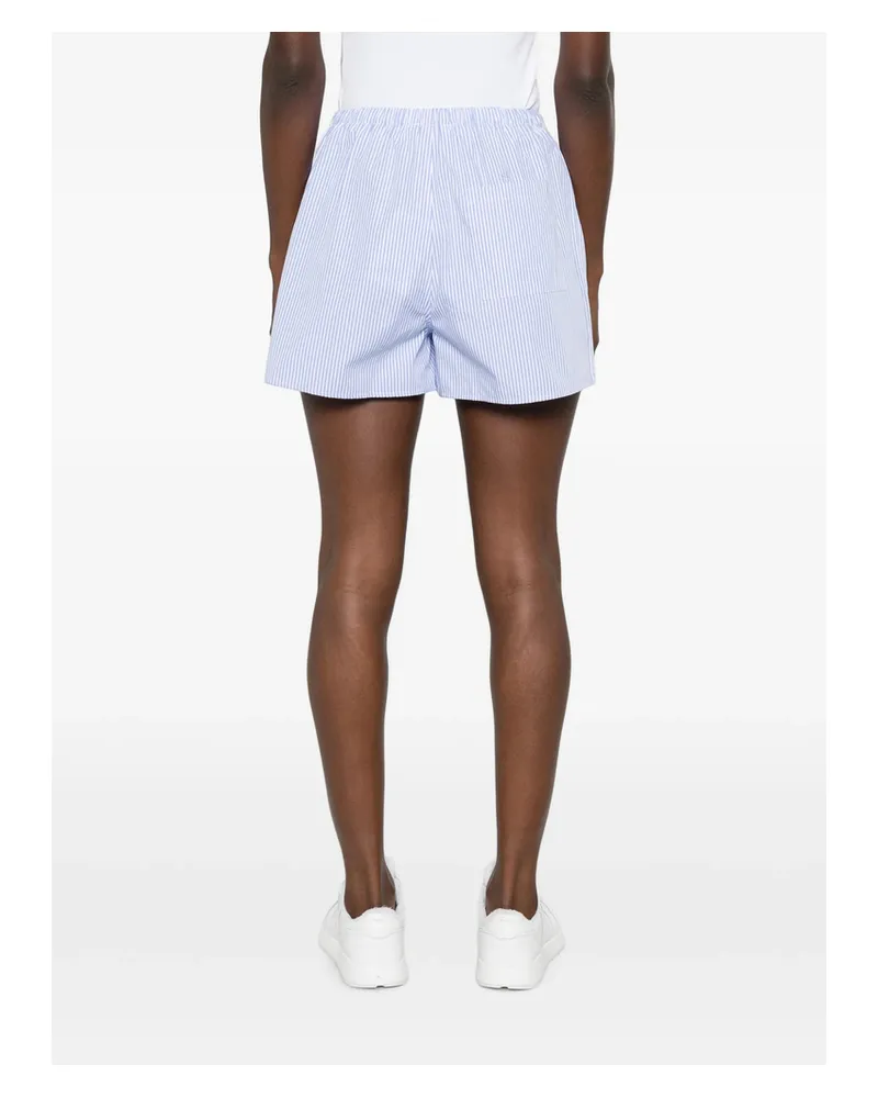 SPORTY & RICH Striped Button-detail Shorts Blue